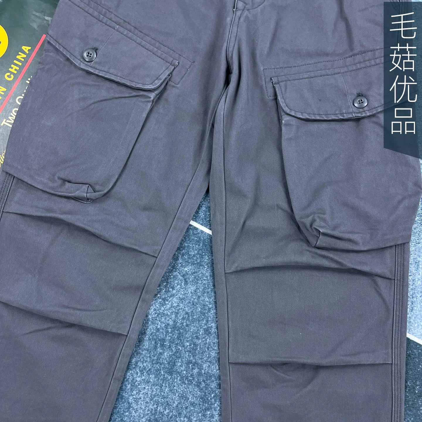 Men's Heavyweight 100% Cotton American Work Pants - Khaki Multi-Pocket Slim Straight-Leg Casual Cargo Trousers for Autumn