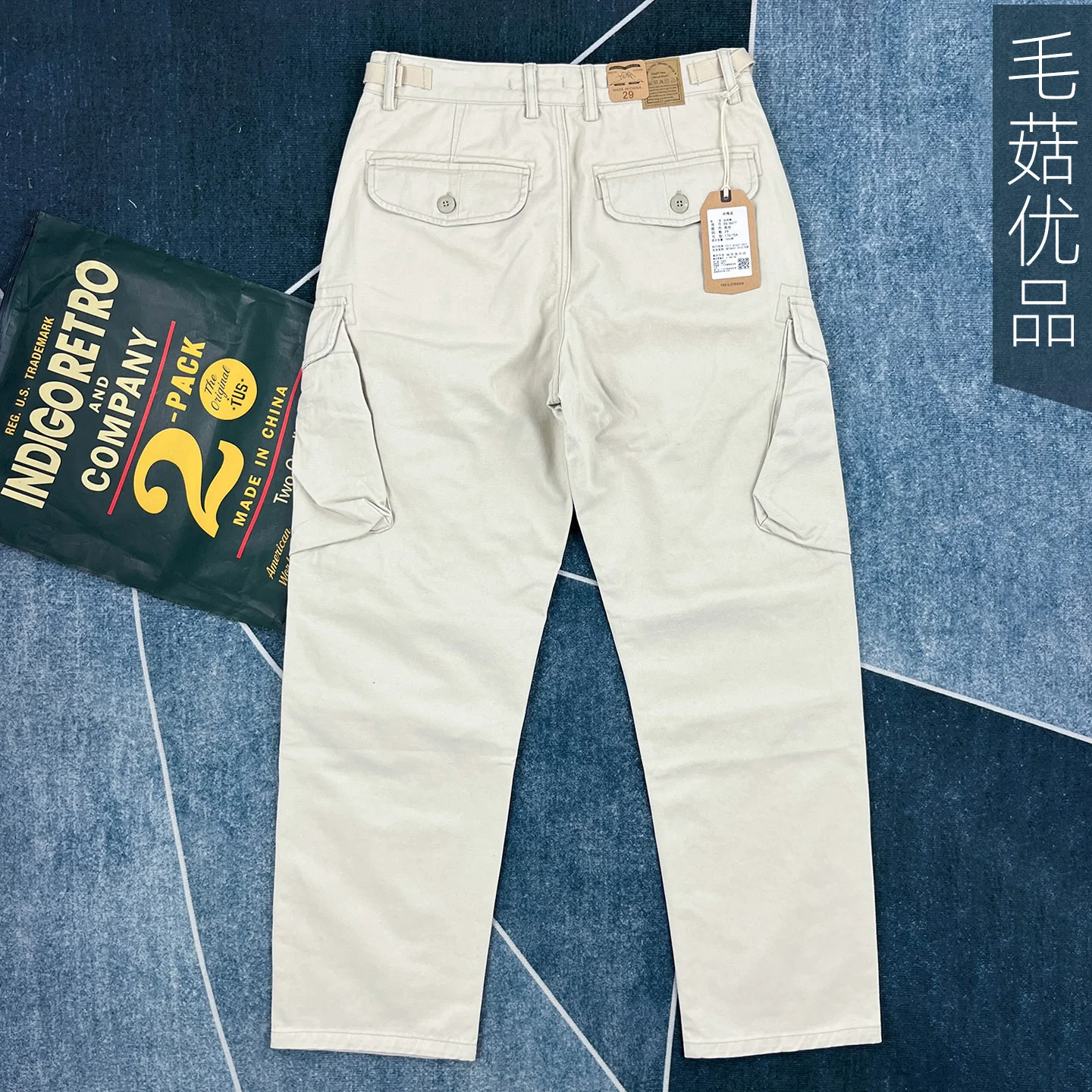 Men's Heavyweight 100% Cotton American Work Pants - Khaki Multi-Pocket Slim Straight-Leg Casual Cargo Trousers for Autumn