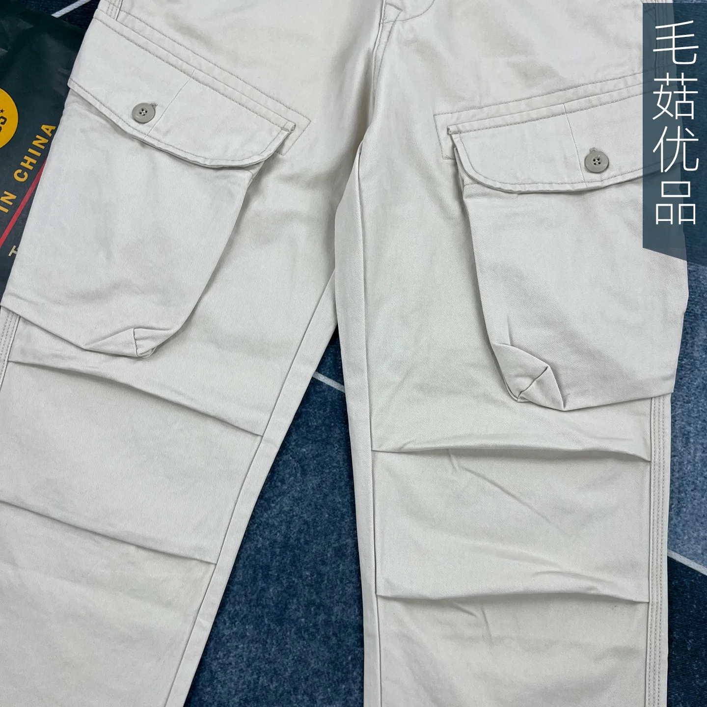 Men's Heavyweight 100% Cotton American Work Pants - Khaki Multi-Pocket Slim Straight-Leg Casual Cargo Trousers for Autumn