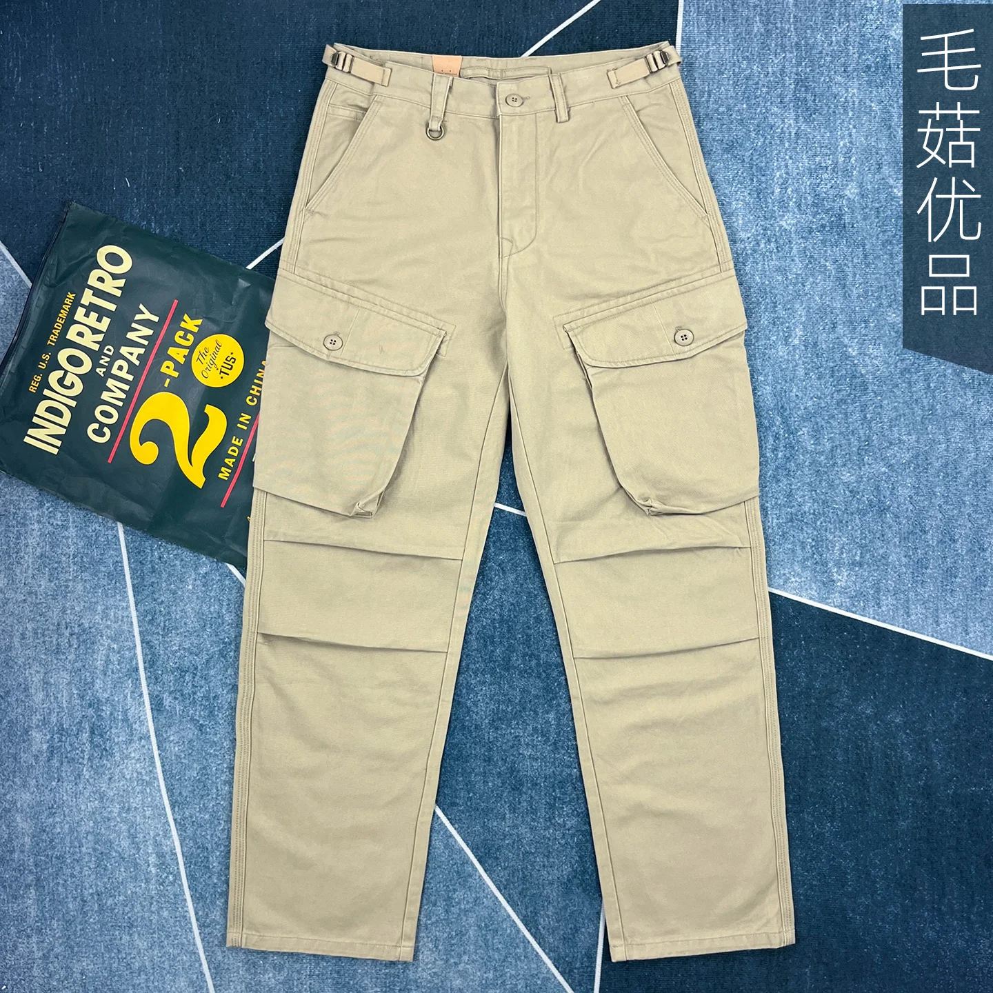 Men's Heavyweight 100% Cotton American Work Pants - Khaki Multi-Pocket Slim Straight-Leg Casual Cargo Trousers for Autumn