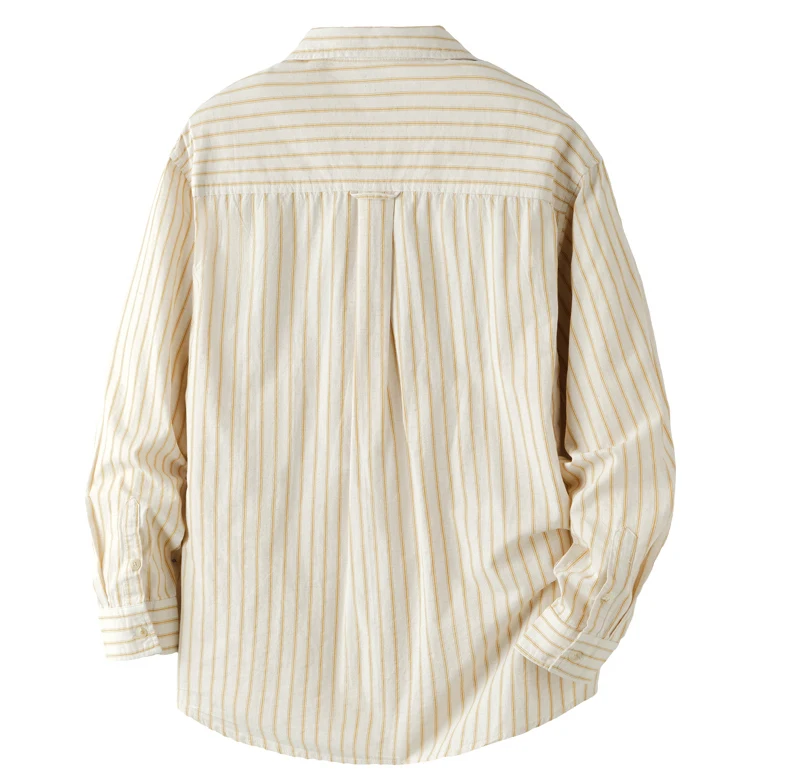 Men Cotton Linen Casual Commute Loose Long Sleeve Simple Fashion Stripe Shirt Male Vintage Fashion Plus Size Shirts Clothes
