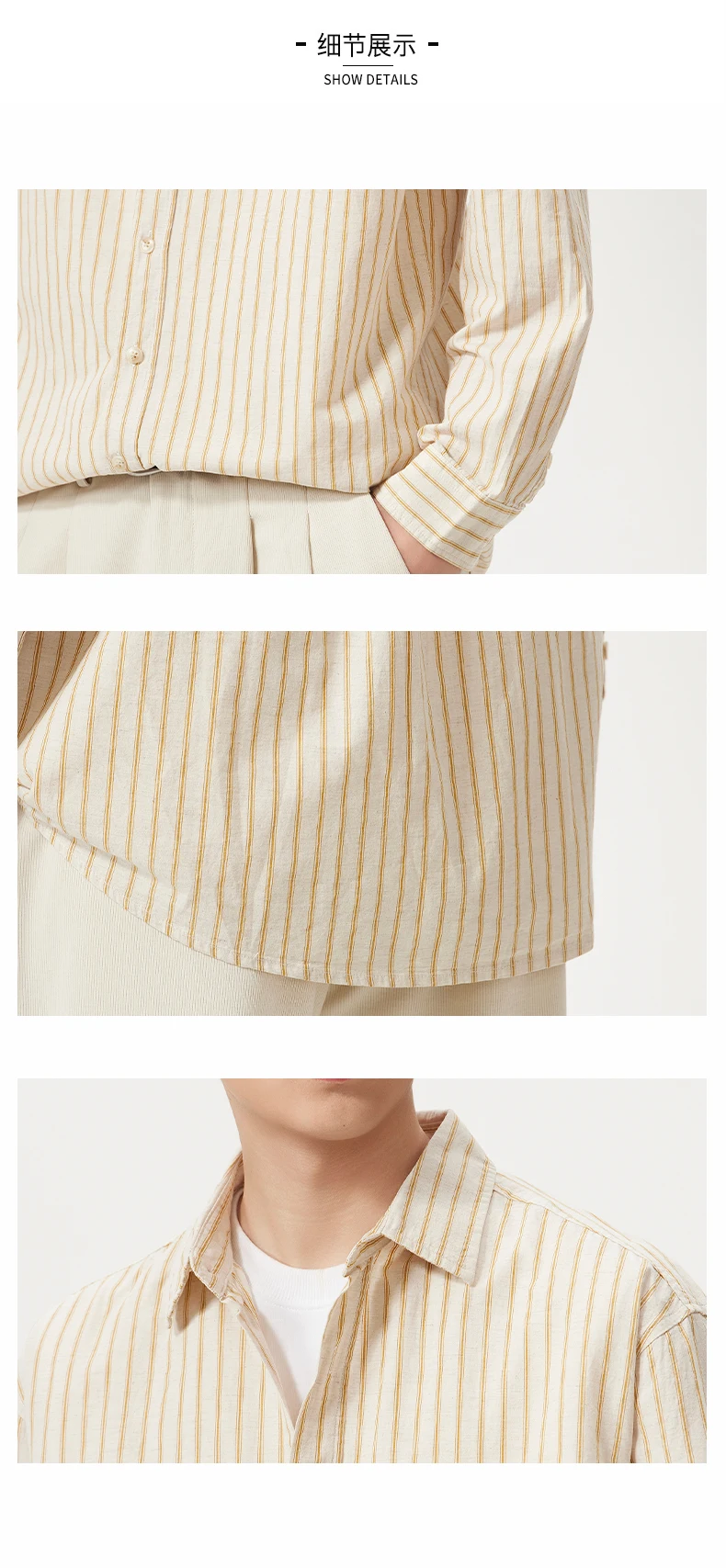 Men Cotton Linen Casual Commute Loose Long Sleeve Simple Fashion Stripe Shirt Male Vintage Fashion Plus Size Shirts Clothes