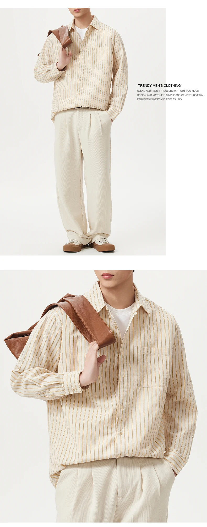 Men Cotton Linen Casual Commute Loose Long Sleeve Simple Fashion Stripe Shirt Male Vintage Fashion Plus Size Shirts Clothes