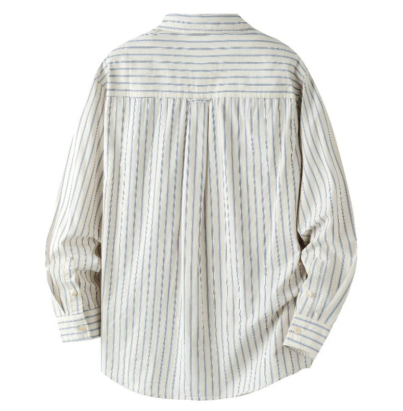 Men Cotton Linen Casual Commute Loose Long Sleeve Simple Fashion Stripe Shirt Male Vintage Fashion Plus Size Shirts Clothes