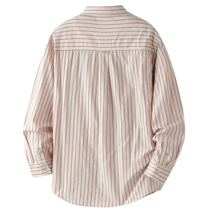 Men Cotton Linen Casual Commute Loose Long Sleeve Simple Fashion Stripe Shirt Male Vintage Fashion Plus Size Shirts Clothes