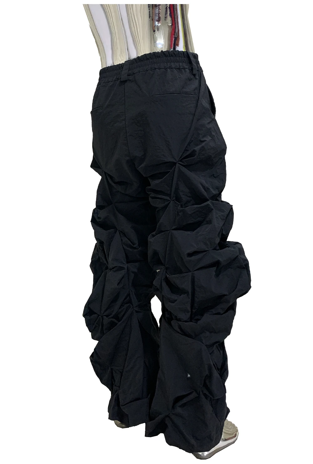 Lautaro Autumn Long Black Waterproof Stacked Pants for Mens with High Elastic Waist Luxury Designer European Fashion Clothing