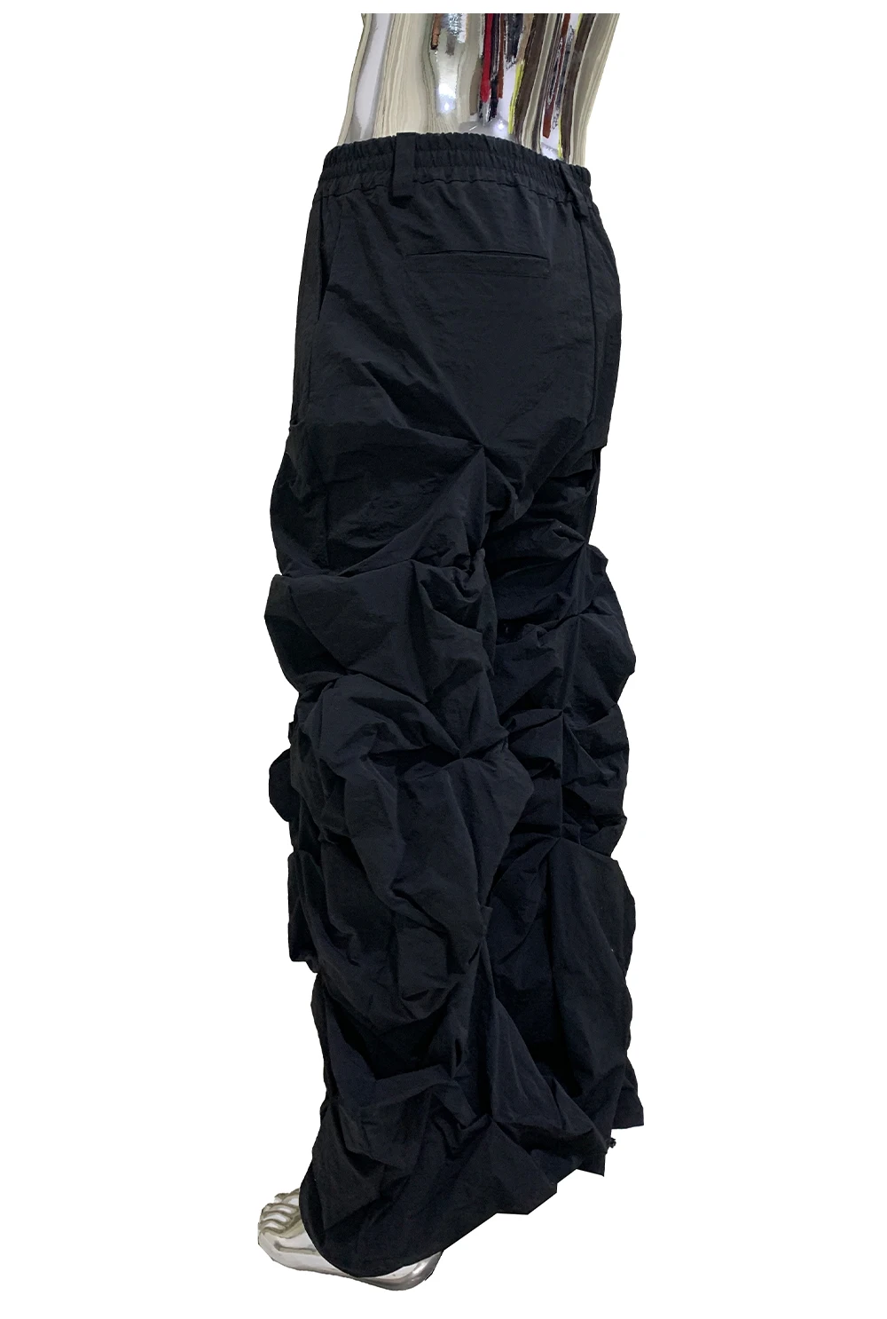 Lautaro Autumn Long Black Waterproof Stacked Pants for Mens with High Elastic Waist Luxury Designer European Fashion Clothing