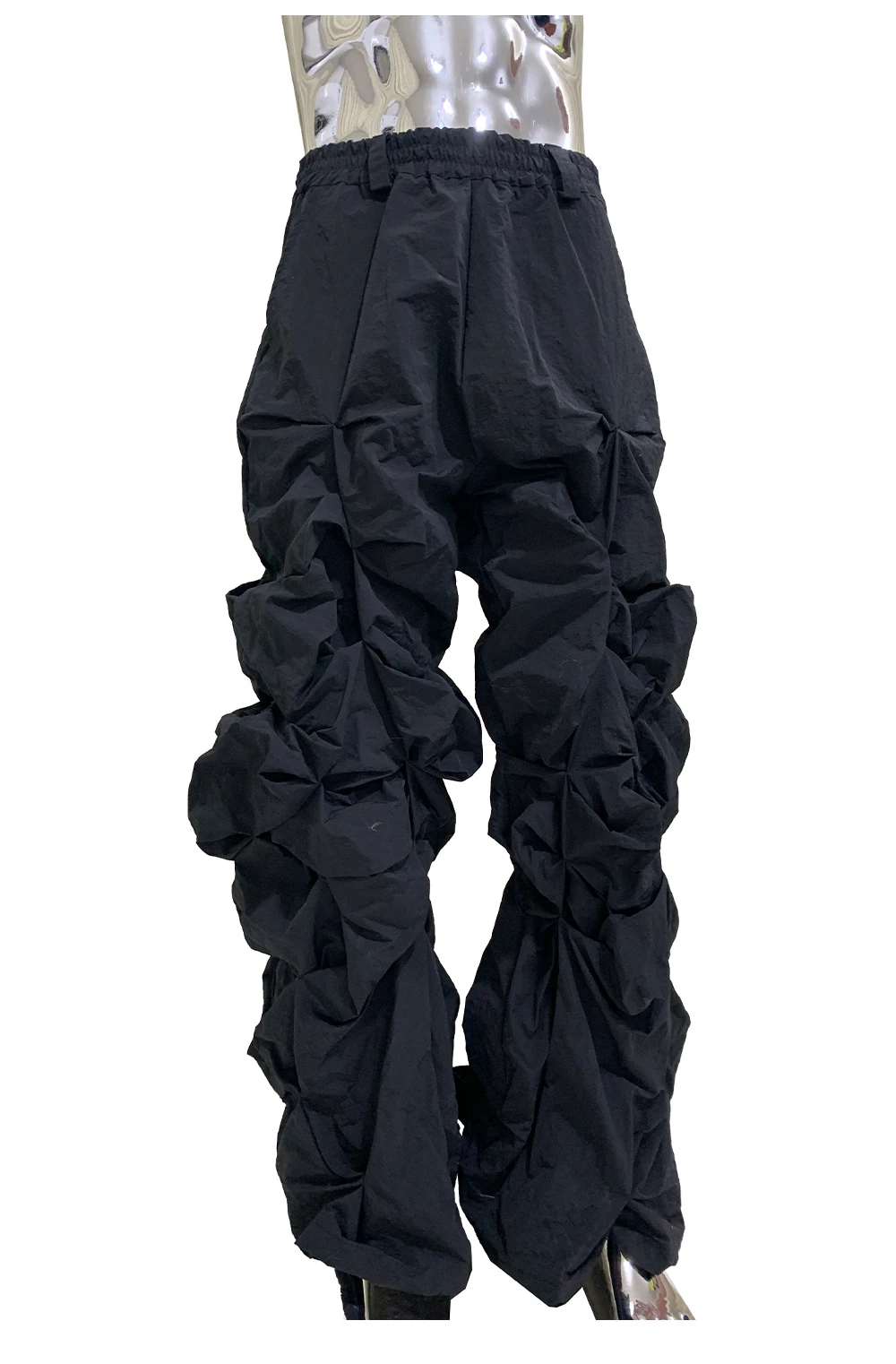Lautaro Autumn Long Black Waterproof Stacked Pants for Mens with High Elastic Waist Luxury Designer European Fashion Clothing