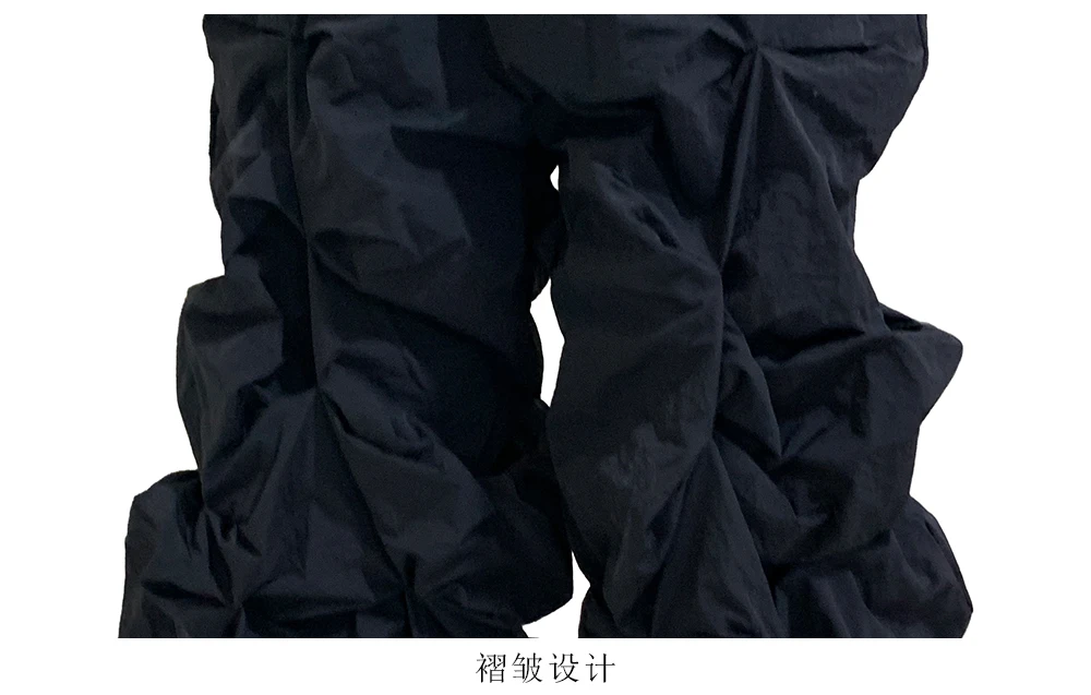 Lautaro Autumn Long Black Waterproof Stacked Pants for Mens with High Elastic Waist Luxury Designer European Fashion Clothing