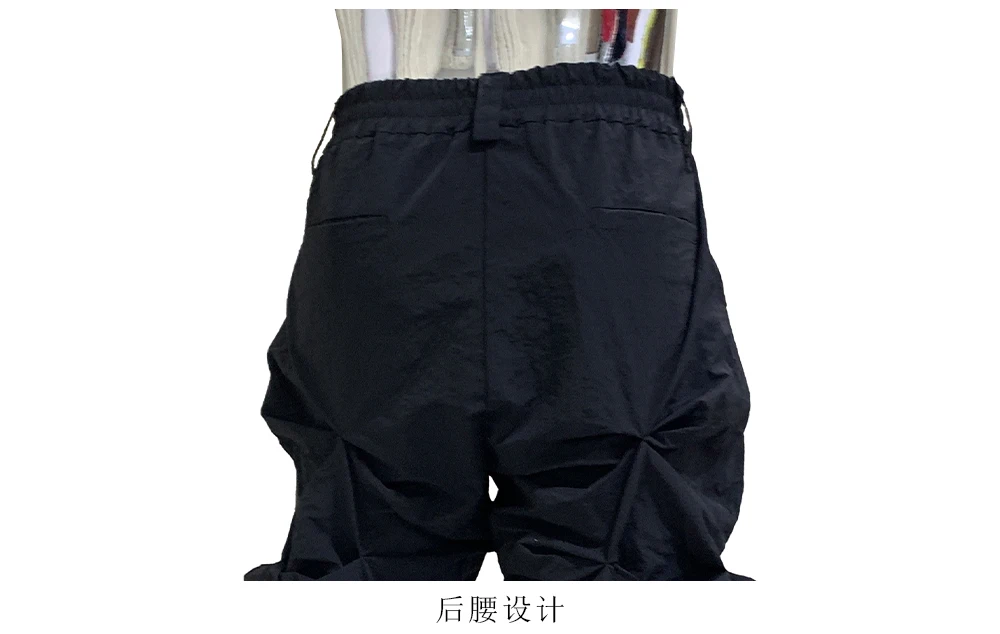 Lautaro Autumn Long Black Waterproof Stacked Pants for Mens with High Elastic Waist Luxury Designer European Fashion Clothing