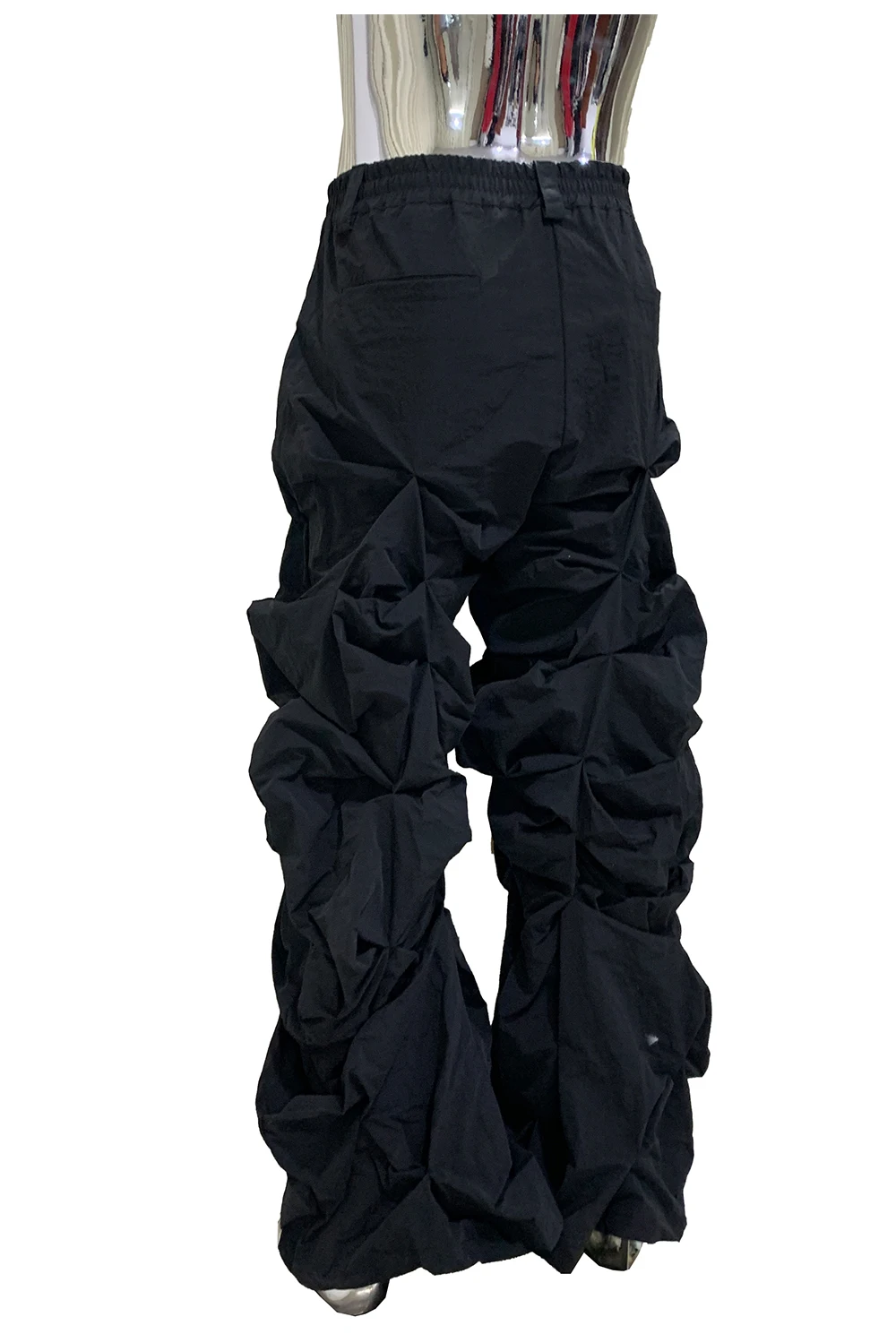 Lautaro Autumn Long Black Waterproof Stacked Pants for Mens with High Elastic Waist Luxury Designer European Fashion Clothing