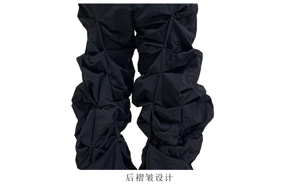 Lautaro Autumn Long Black Waterproof Stacked Pants for Mens with High Elastic Waist Luxury Designer European Fashion Clothing