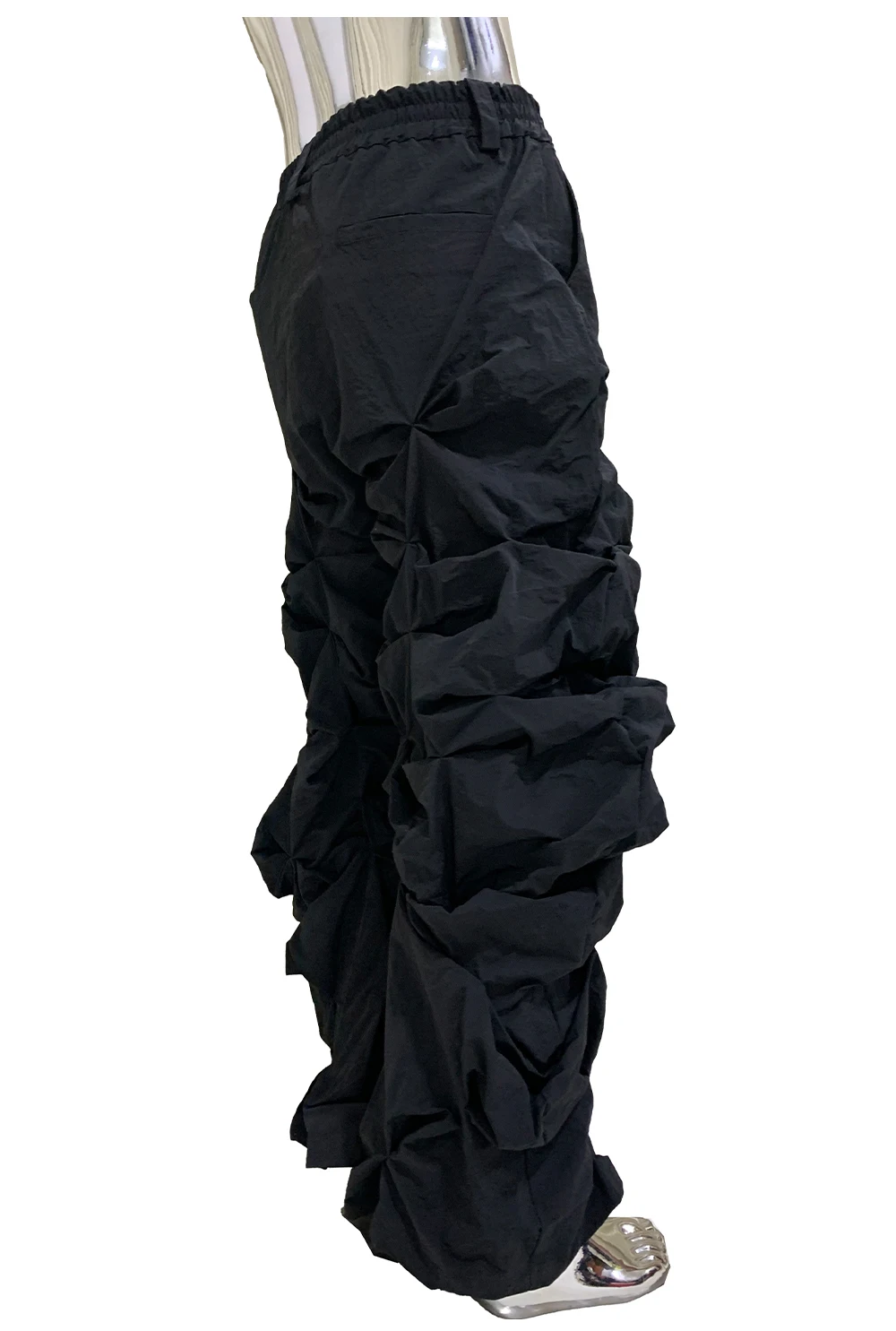 Lautaro Autumn Long Black Waterproof Stacked Pants for Mens with High Elastic Waist Luxury Designer European Fashion Clothing