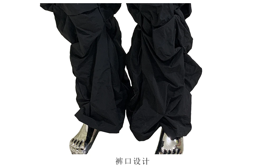 Lautaro Autumn Long Black Waterproof Stacked Pants for Mens with High Elastic Waist Luxury Designer European Fashion Clothing