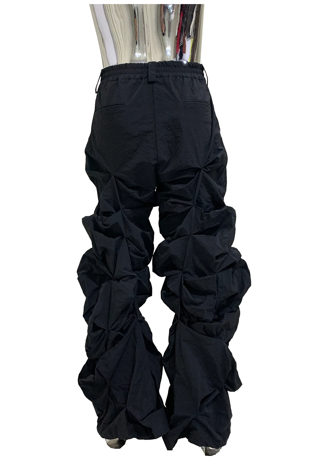 Lautaro Autumn Long Black Waterproof Stacked Pants for Mens with High Elastic Waist Luxury Designer European Fashion Clothing