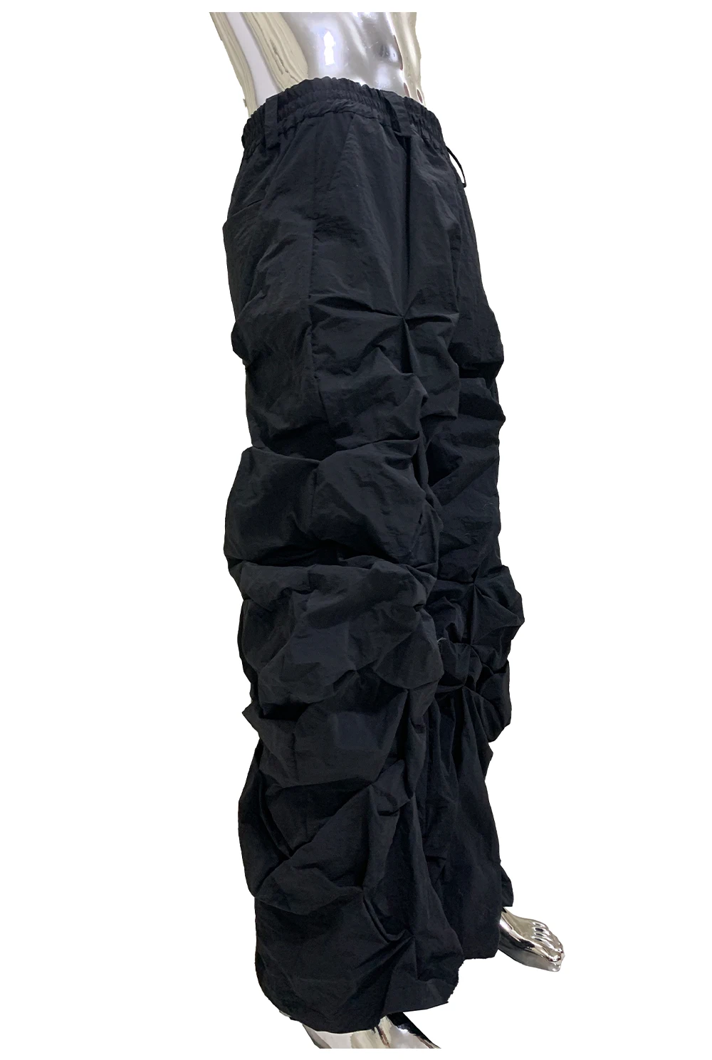 Lautaro Autumn Long Black Waterproof Stacked Pants for Mens with High Elastic Waist Luxury Designer European Fashion Clothing