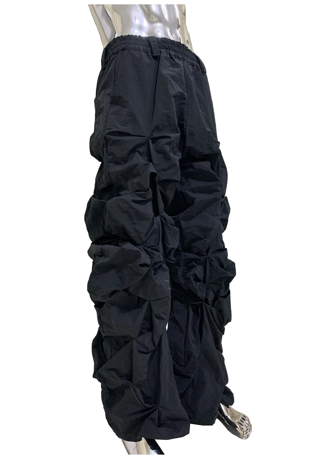 Lautaro Autumn Long Black Waterproof Stacked Pants for Mens with High Elastic Waist Luxury Designer European Fashion Clothing