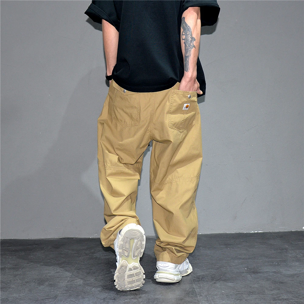 Premium Mens Cotton Black Casual Pants Elastic Waist Streetwear Urban Fashion Trendy Lounge Jogger Tapered Oversized Trousers