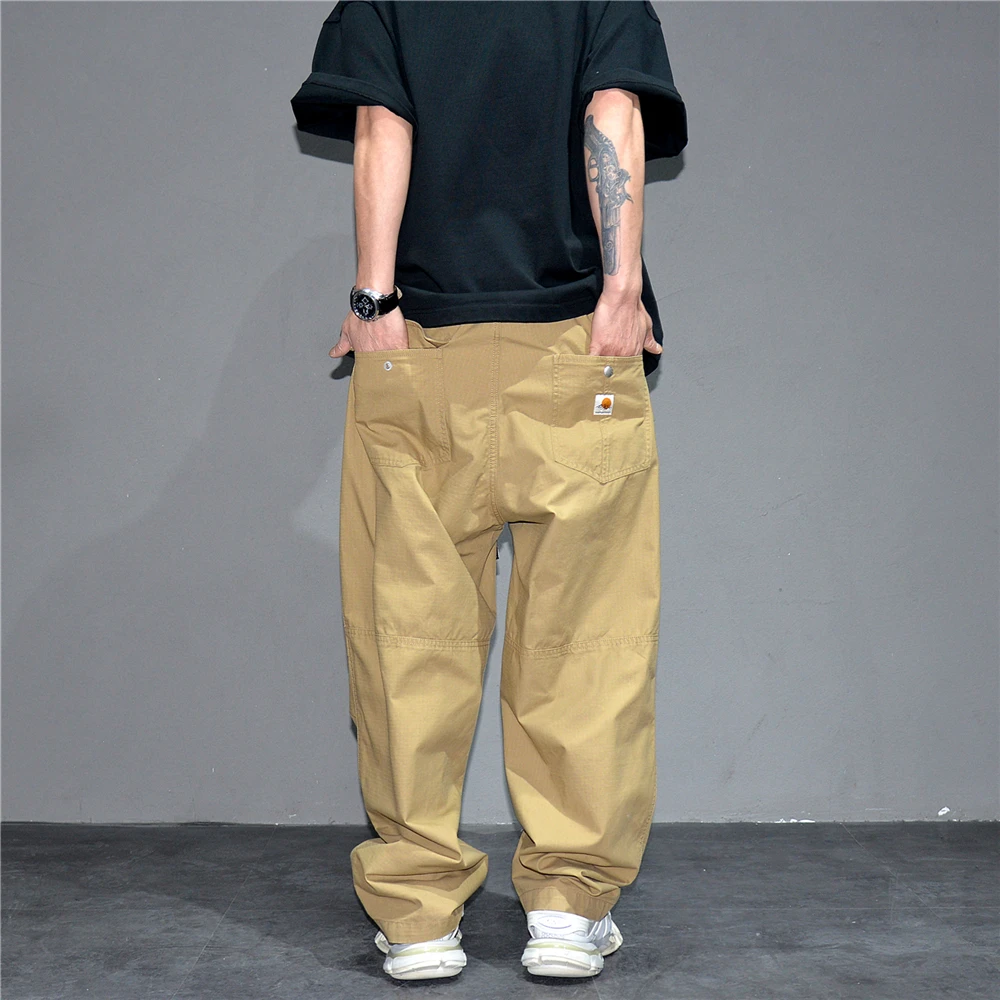 Premium Mens Cotton Black Casual Pants Elastic Waist Streetwear Urban Fashion Trendy Lounge Jogger Tapered Oversized Trousers