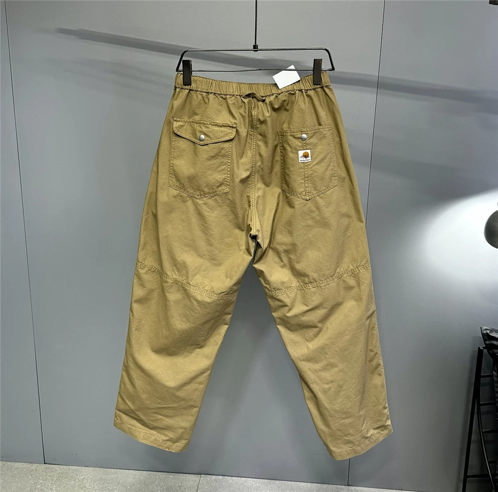 Premium Mens Cotton Black Casual Pants Elastic Waist Streetwear Urban Fashion Trendy Lounge Jogger Tapered Oversized Trousers