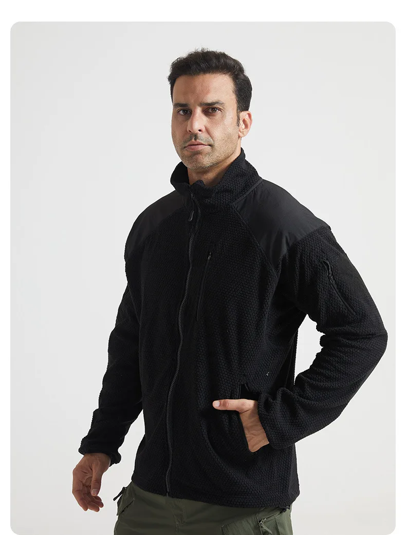 Football Cap Fleece Outdoor Cycling Hiking Fishing, Camping Sport, Stand-up Collar Fleece Jacket, Tactical Warm-weather Coat