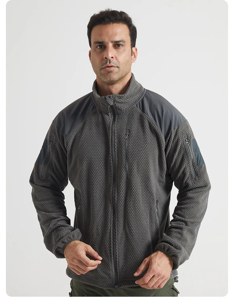 Football Cap Fleece Outdoor Cycling Hiking Fishing, Camping Sport, Stand-up Collar Fleece Jacket, Tactical Warm-weather Coat
