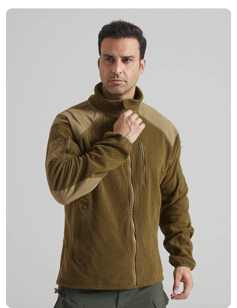 Football Cap Fleece Outdoor Cycling Hiking Fishing, Camping Sport, Stand-up Collar Fleece Jacket, Tactical Warm-weather Coat