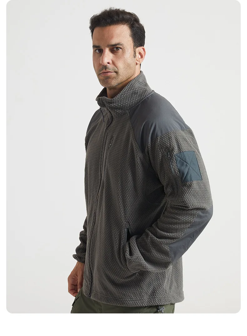 Football Cap Fleece Outdoor Cycling Hiking Fishing, Camping Sport, Stand-up Collar Fleece Jacket, Tactical Warm-weather Coat