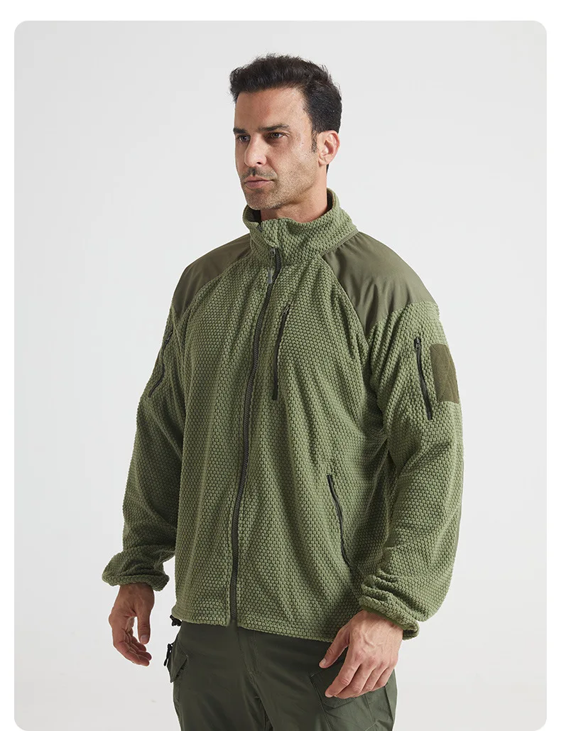 Football Cap Fleece Outdoor Cycling Hiking Fishing, Camping Sport, Stand-up Collar Fleece Jacket, Tactical Warm-weather Coat