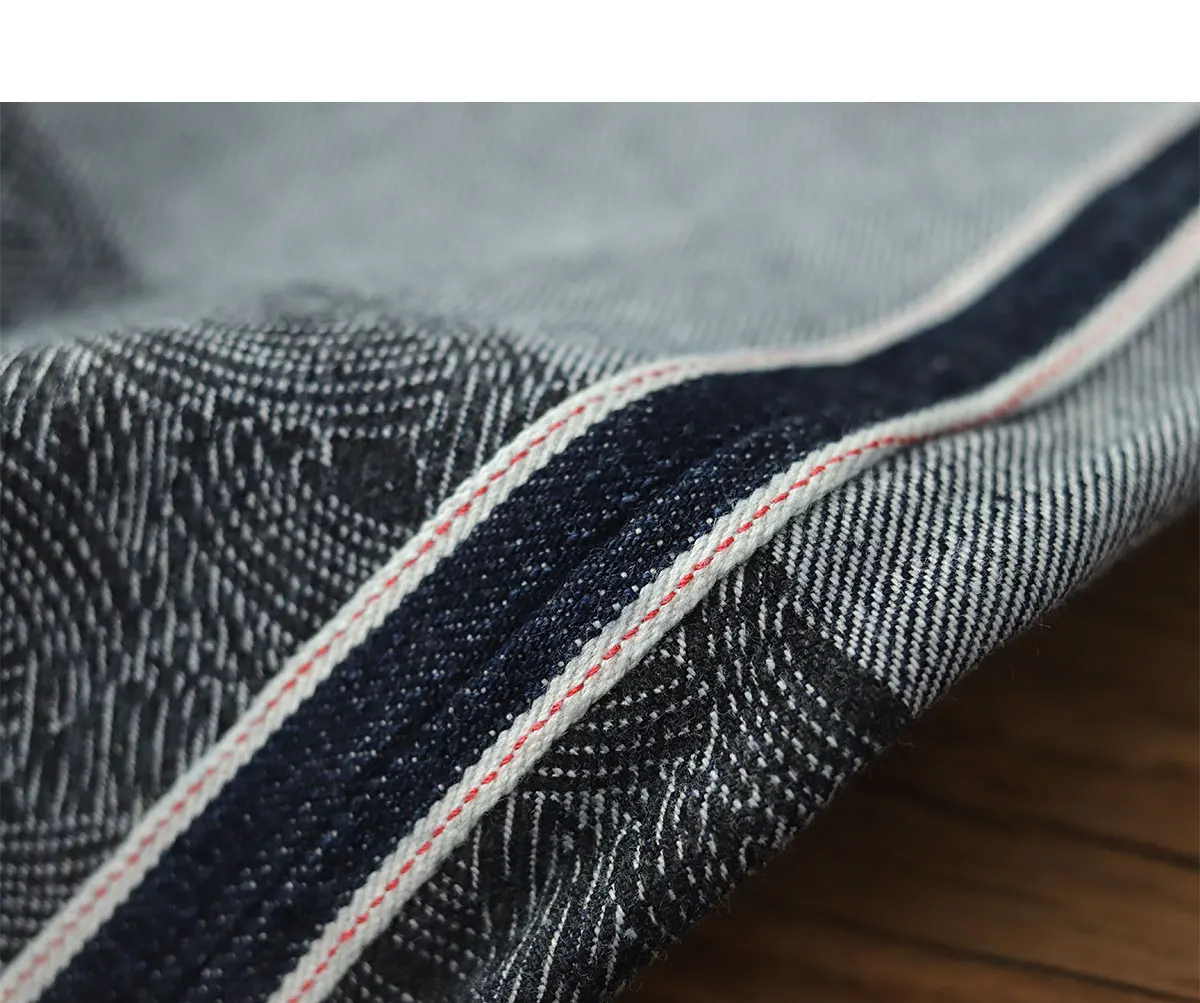 14OZ heavy denim Denim jeans men straight tube depulped May Khaki American vintage primary color wash pants