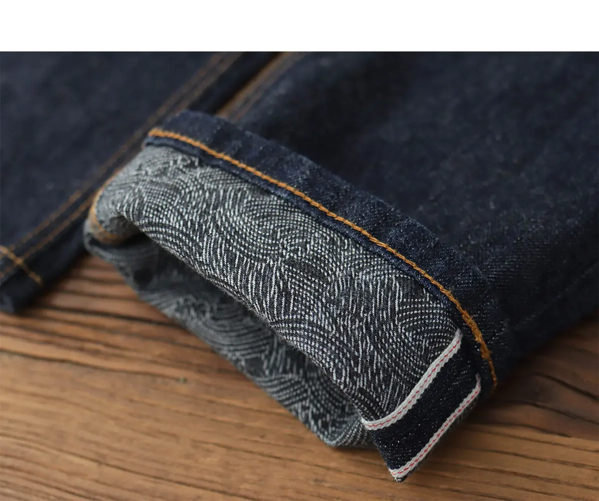 14OZ heavy denim Denim jeans men straight tube depulped May Khaki American vintage primary color wash pants
