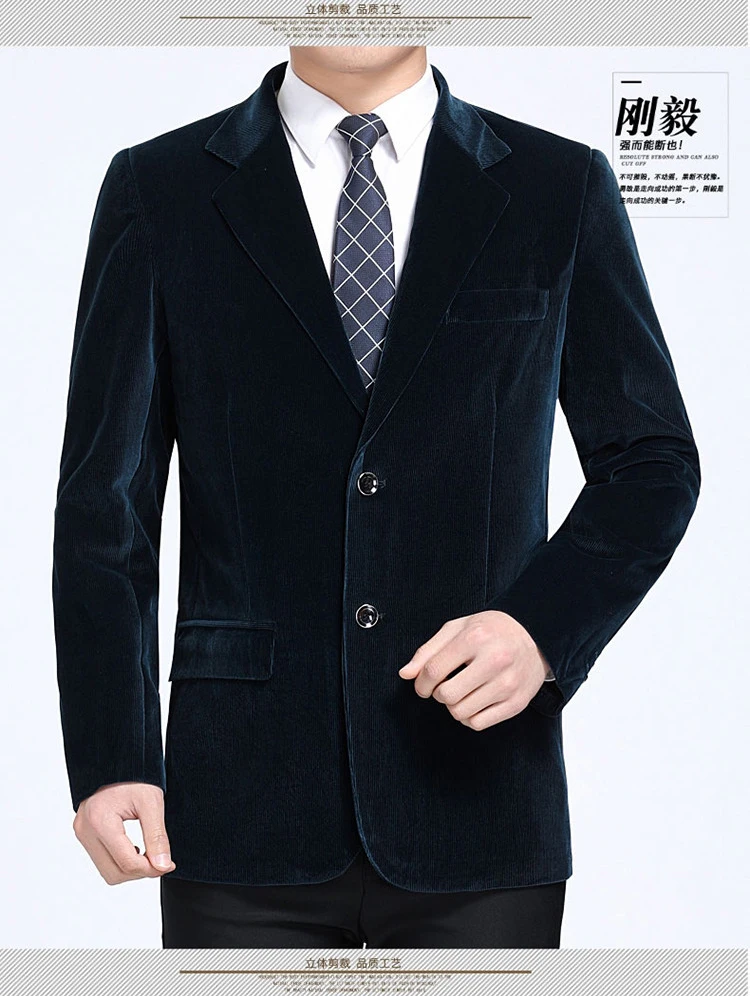 New middle-aged men's business casual suit high-end corduroy suit jacket spring and autumn solid color blazer coat mens blazers