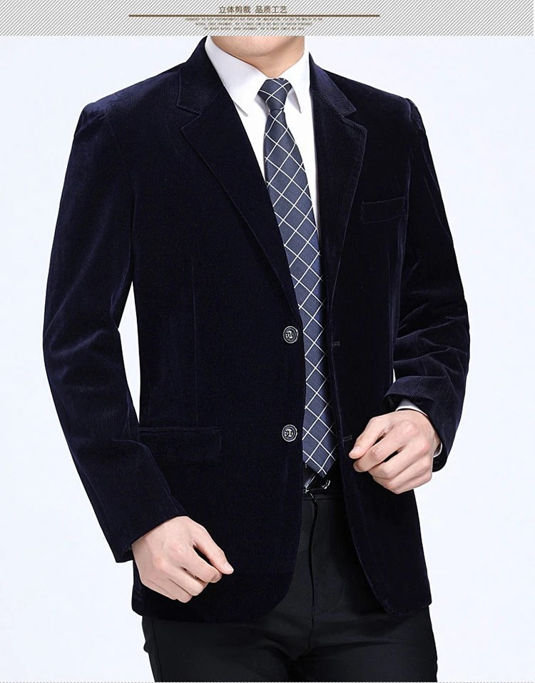 New middle-aged men's business casual suit high-end corduroy suit jacket spring and autumn solid color blazer coat mens blazers