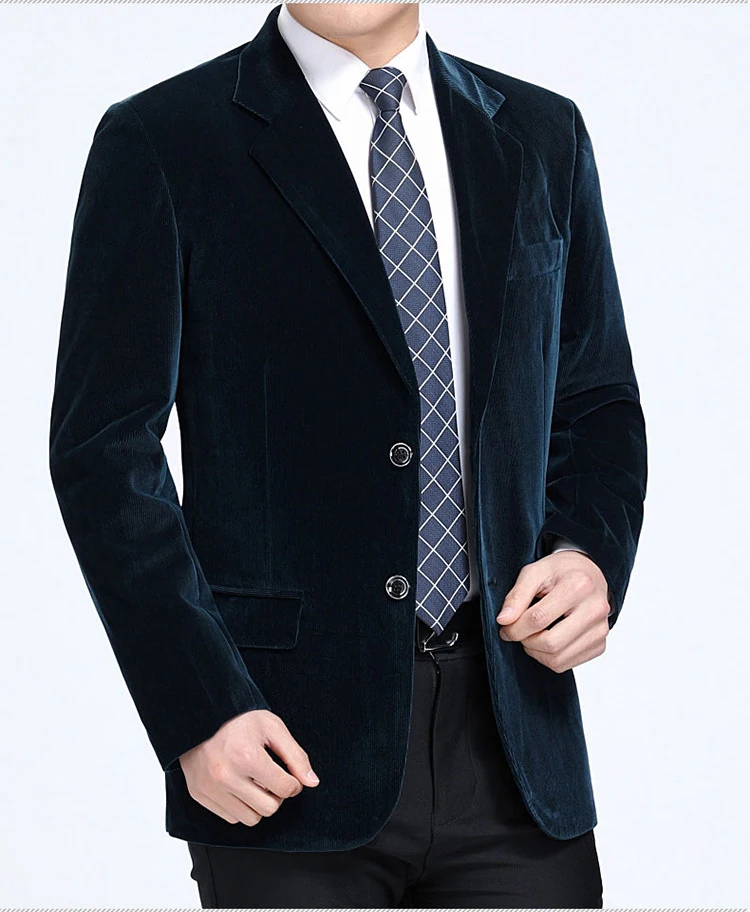 New middle-aged men's business casual suit high-end corduroy suit jacket spring and autumn solid color blazer coat mens blazers