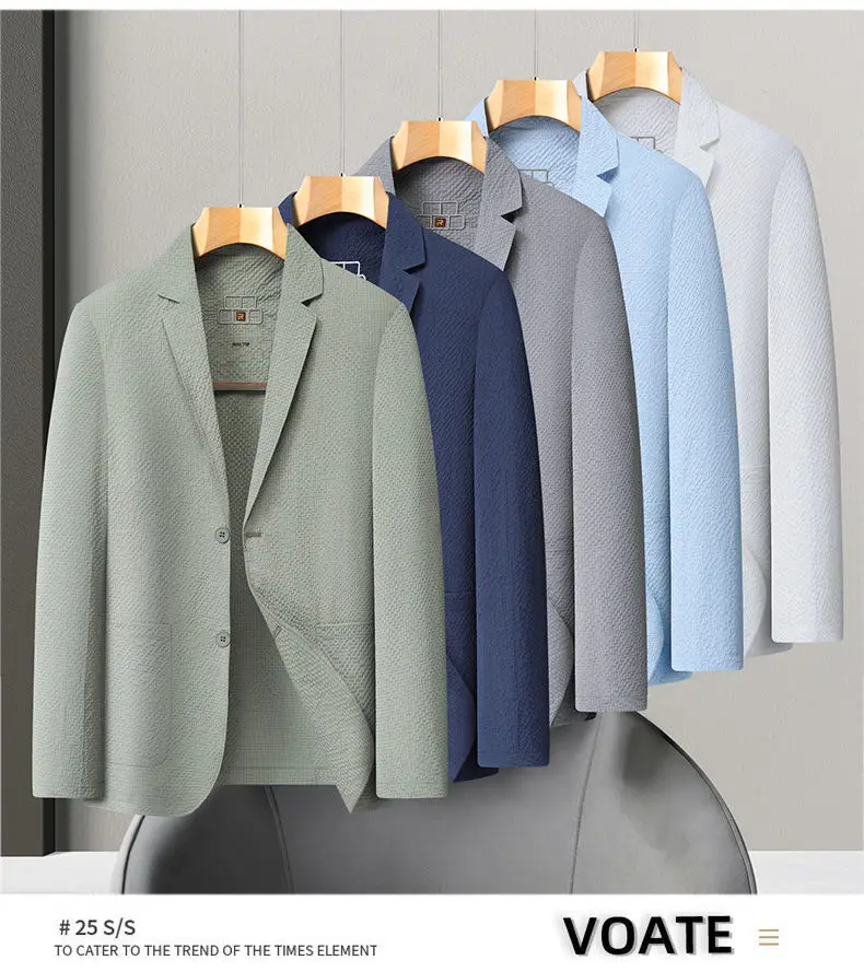 Men's Premium Blazer Top Spring New Summer Solid Color Cool Business Casual Sun Protection Jacket Minimalist Office Urban Wear