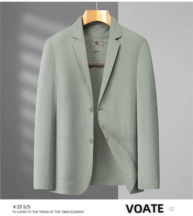 Men's Premium Blazer Top Spring New Summer Solid Color Cool Business Casual Sun Protection Jacket Minimalist Office Urban Wear