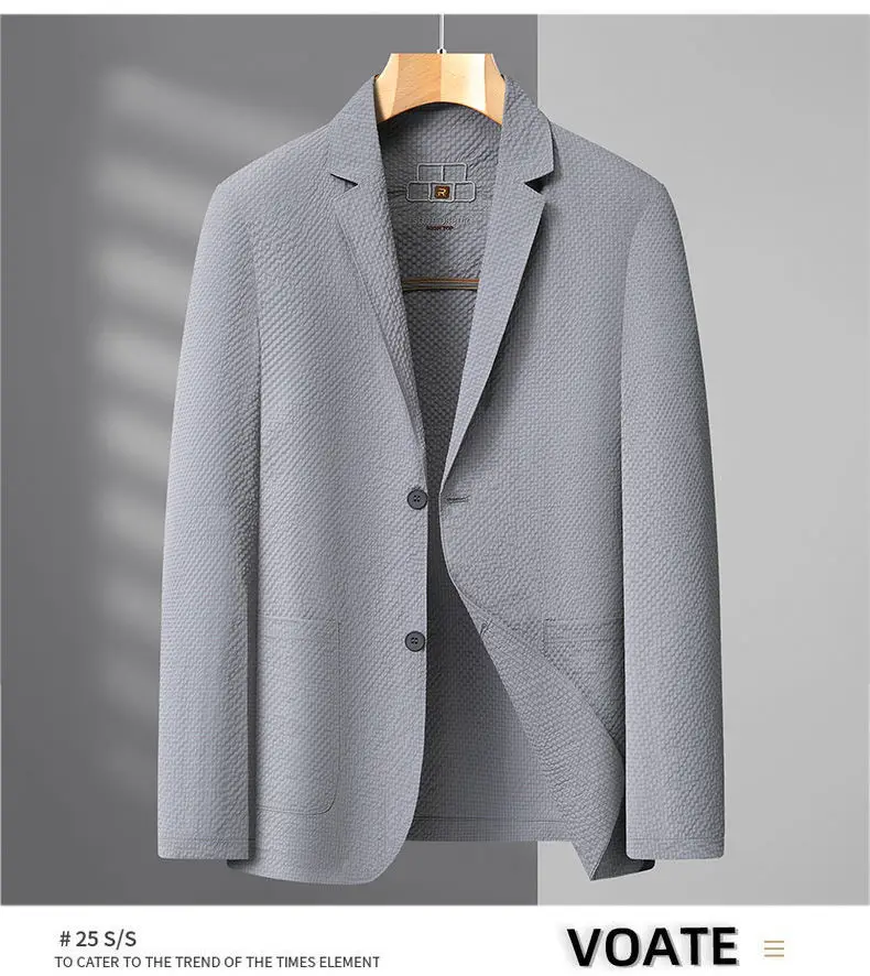 Men's Premium Blazer Top Spring New Summer Solid Color Cool Business Casual Sun Protection Jacket Minimalist Office Urban Wear