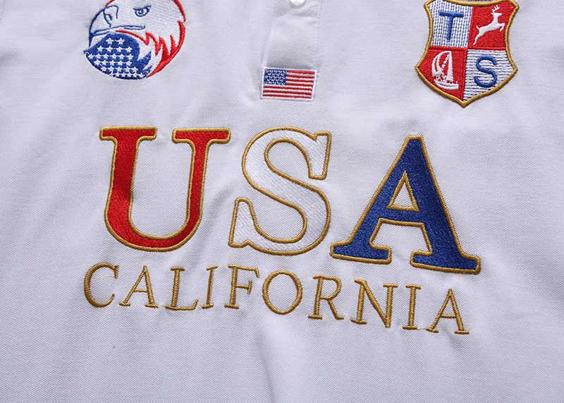 New Arrivals Polo Shirt Men Short Sleeved California of USA Embroidery White Eagle Golf Wear Collar T-shirt Plus US Size XS-7XL