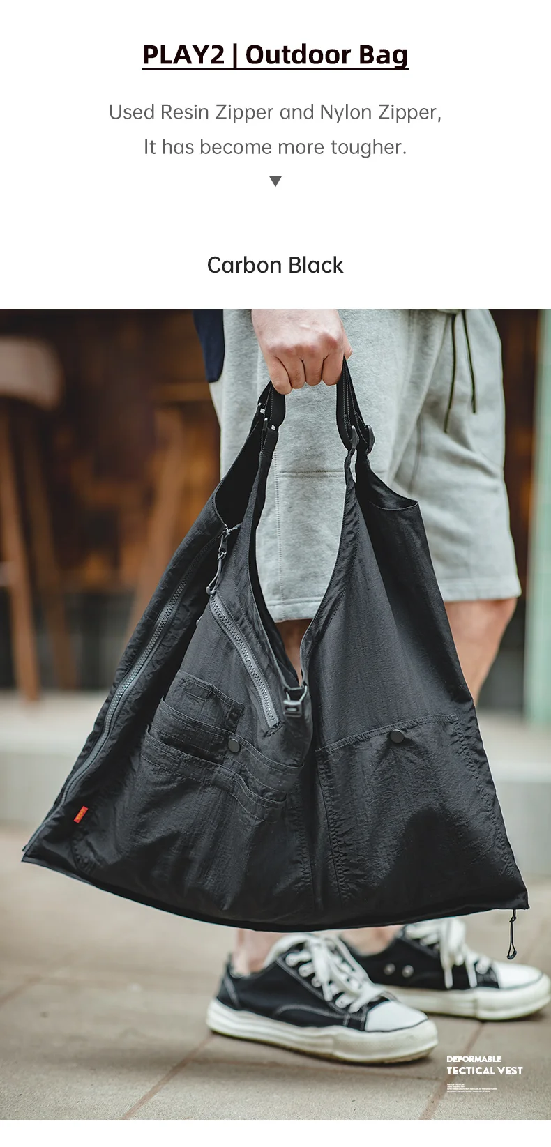 Maden Vintage Multi-Pocket Sleeveless Nylon Vest Amekaji Outdoor Deformable Tactical Vest Functional Dual Purpose Satchel Bag