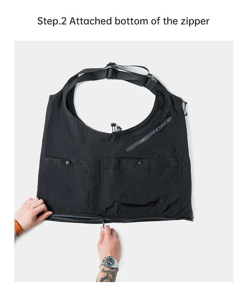 Maden Vintage Multi-Pocket Sleeveless Nylon Vest Amekaji Outdoor Deformable Tactical Vest Functional Dual Purpose Satchel Bag