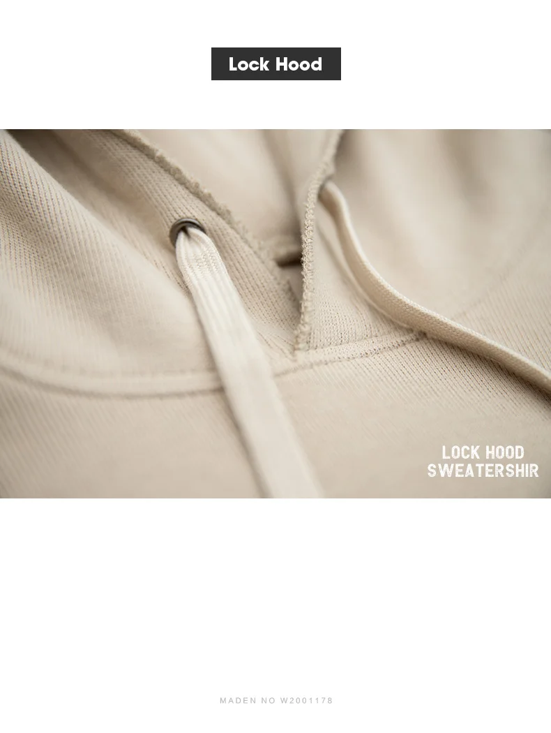 Maden Retro Men's Solid Color Long Sleeve Hoodies Sweatshirt Casual Loose with Drawstring Pullover for Men Autumn Streetwear Top