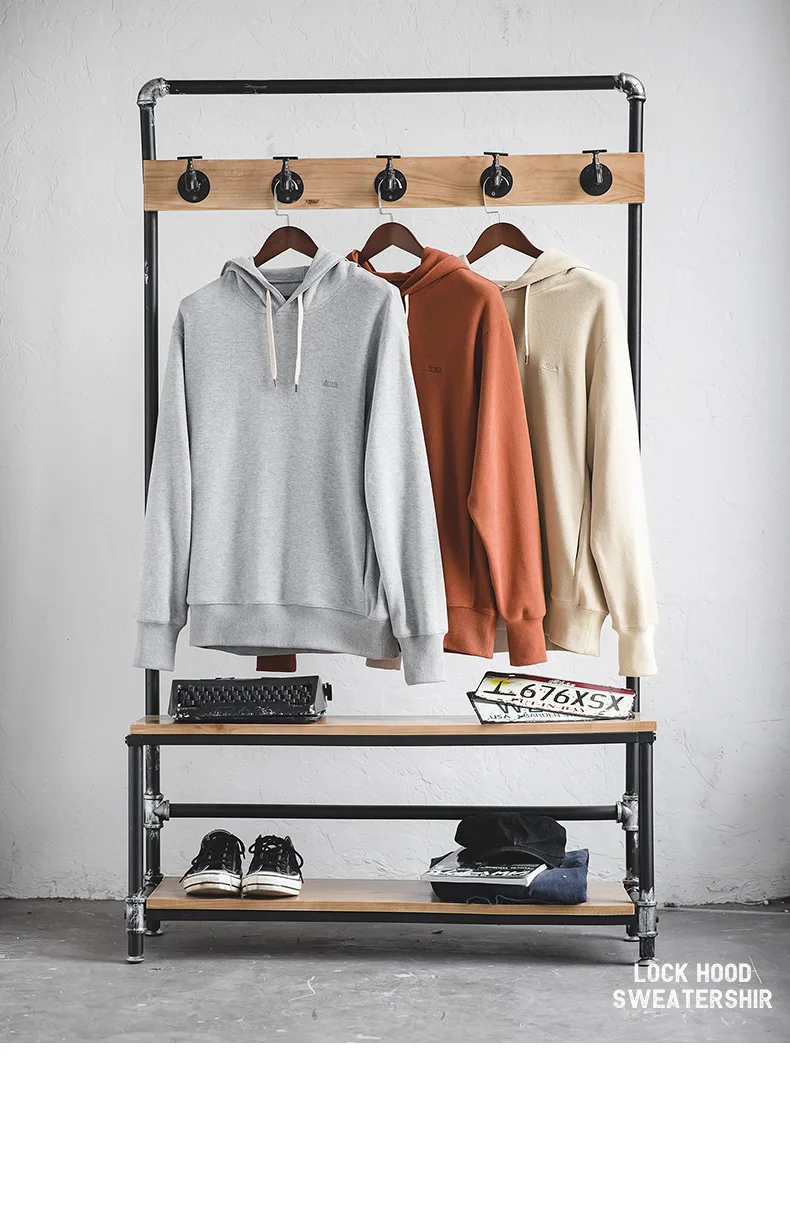 Maden Retro Men's Solid Color Long Sleeve Hoodies Sweatshirt Casual Loose with Drawstring Pullover for Men Autumn Streetwear Top