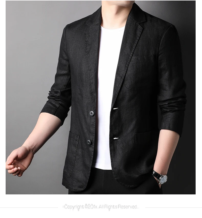 Spring Summer 2025 New High-Quality Men's Fashion Handsome Linen Suit Thin Men's Coat Fabric Composition 100% Linen Blazer
