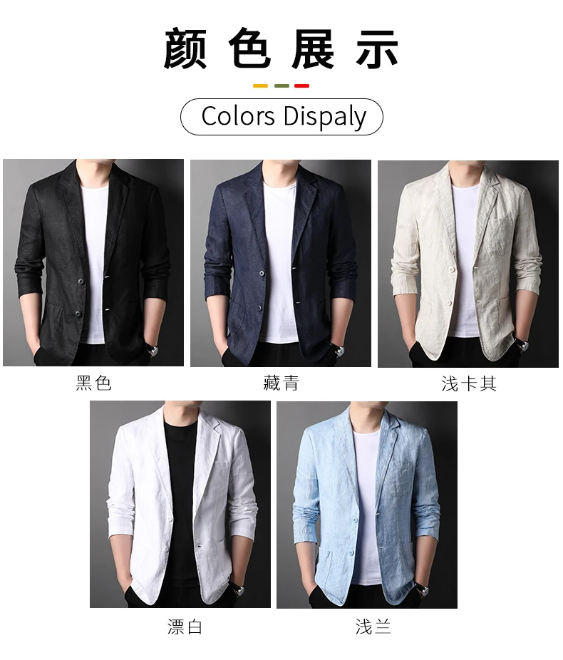 Spring Summer 2025 New High-Quality Men's Fashion Handsome Linen Suit Thin Men's Coat Fabric Composition 100% Linen Blazer