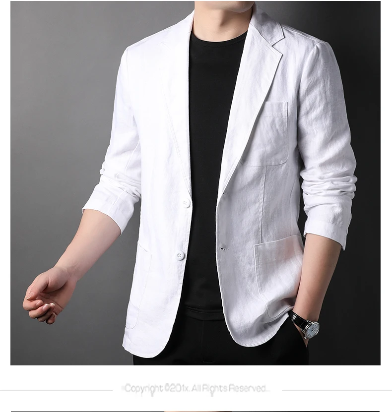 Spring Summer 2025 New High-Quality Men's Fashion Handsome Linen Suit Thin Men's Coat Fabric Composition 100% Linen Blazer
