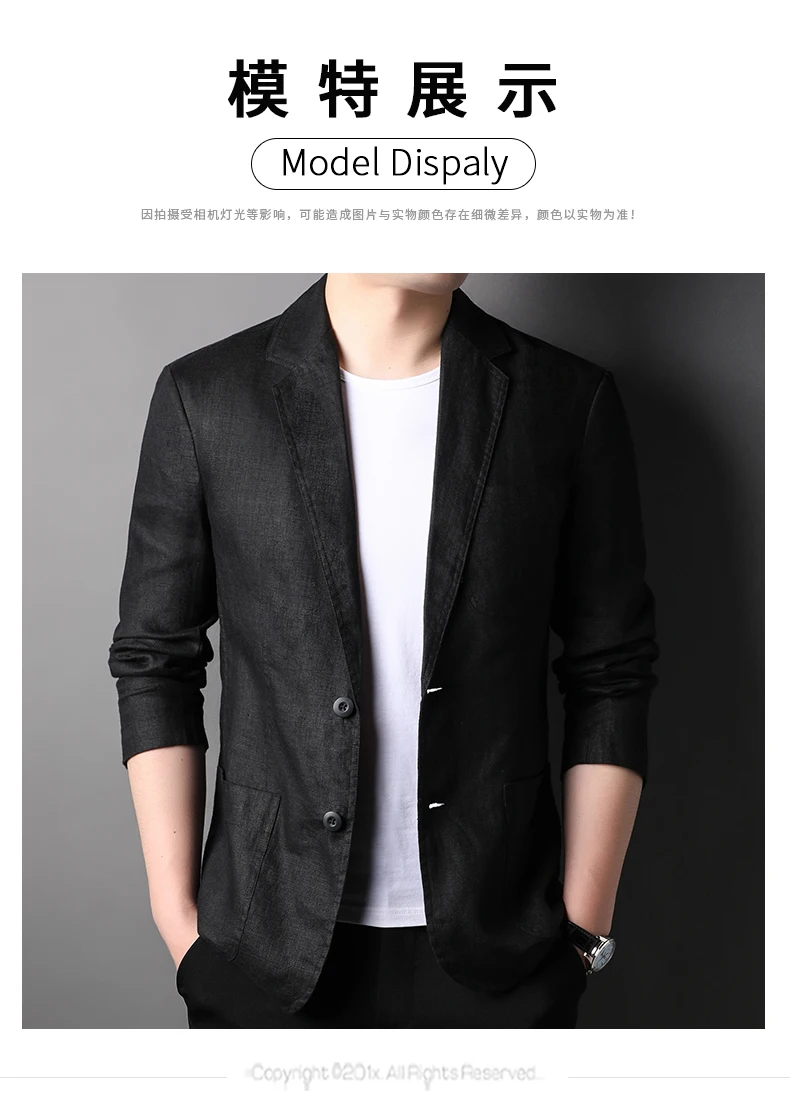 Spring Summer 2025 New High-Quality Men's Fashion Handsome Linen Suit Thin Men's Coat Fabric Composition 100% Linen Blazer