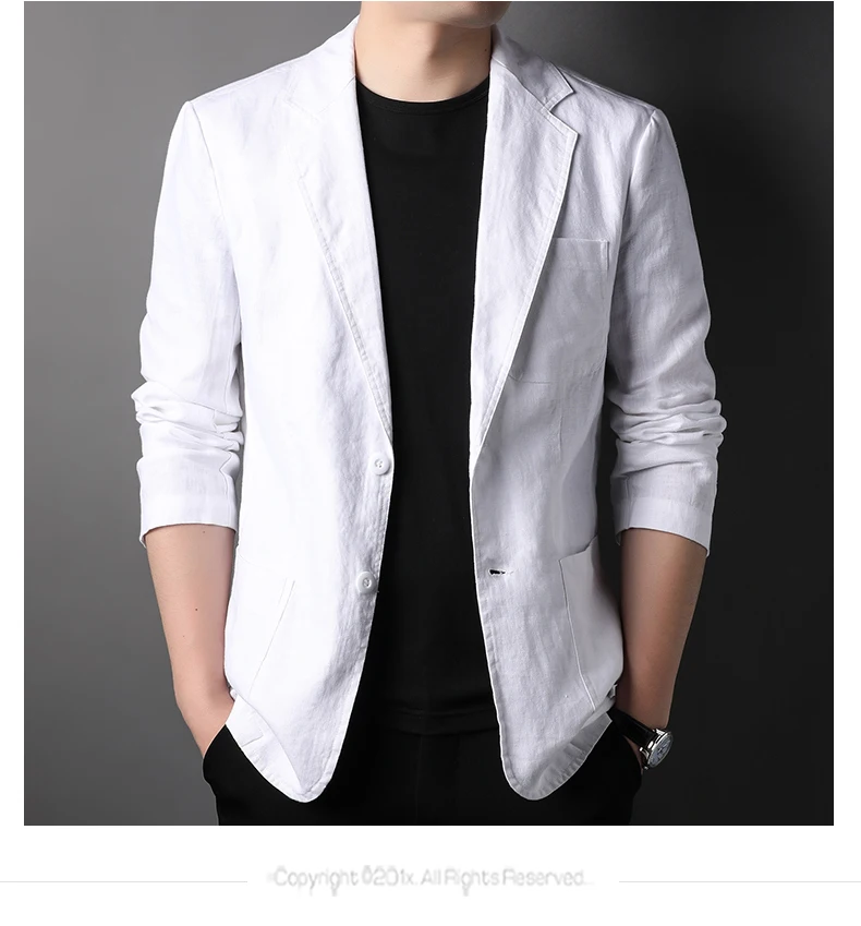 Spring Summer 2025 New High-Quality Men's Fashion Handsome Linen Suit Thin Men's Coat Fabric Composition 100% Linen Blazer