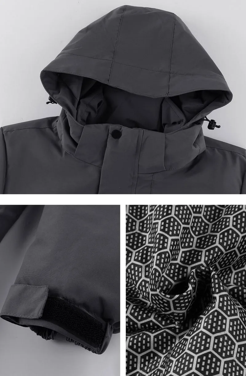 Winter Man Thicken Waterproof Outdoor Jacket Men Sport Windproof Detachable Hat Jackets Man Multi Pocket Work Safari Windbreaker