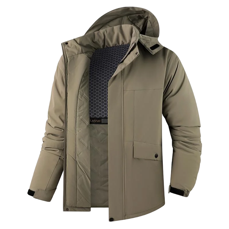Winter Man Thicken Waterproof Outdoor Jacket Men Sport Windproof Detachable Hat Jackets Man Multi Pocket Work Safari Windbreaker