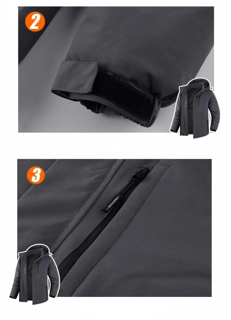 Winter Man Thicken Waterproof Outdoor Jacket Men Sport Windproof Detachable Hat Jackets Man Multi Pocket Work Safari Windbreaker